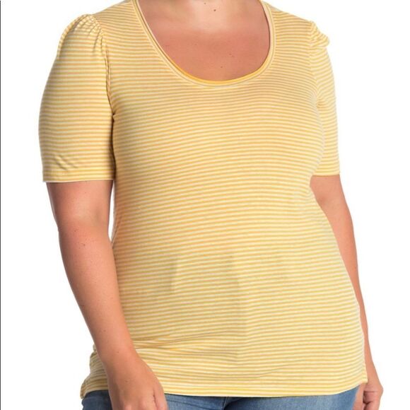 Caslon yellow/white stripe tee NWT, 2X - Picture 1 of 7